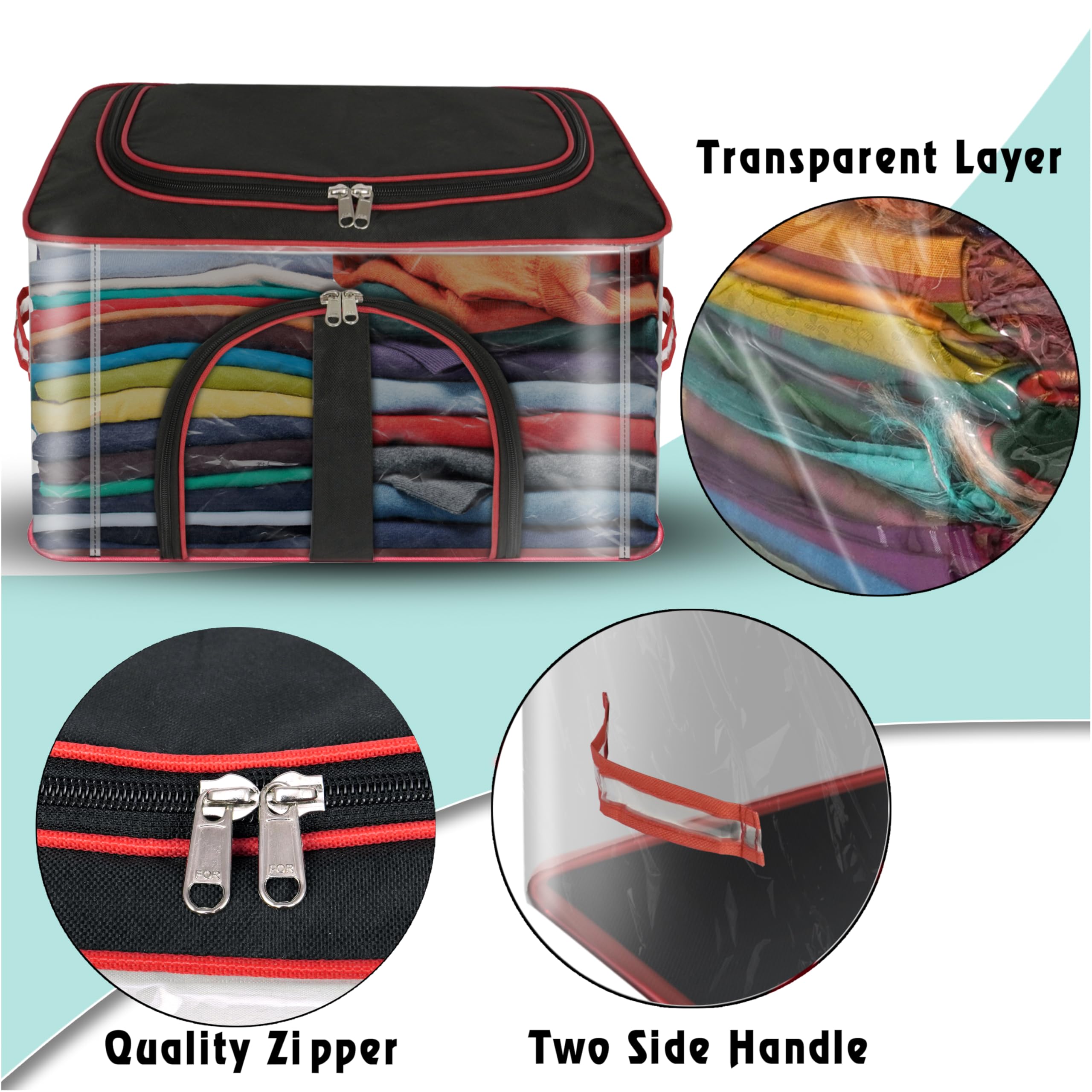 Storite 5 Pack Nylon 33 L Pvc Transparent Clothes Storage Bags/Saree Covers With Zip For Storage Specially Design For Woman Dres